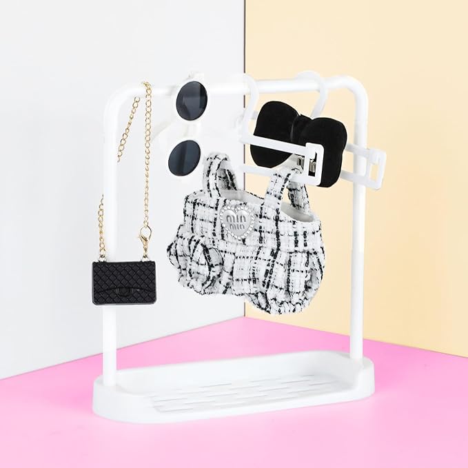 Doll Clothes 15 cm White Outfits for Dolls Elegant Jumpsuit Black Bow Hair Clips Glasses and Bag Exquisite Clothes Accessories(Black Elegant Bow)