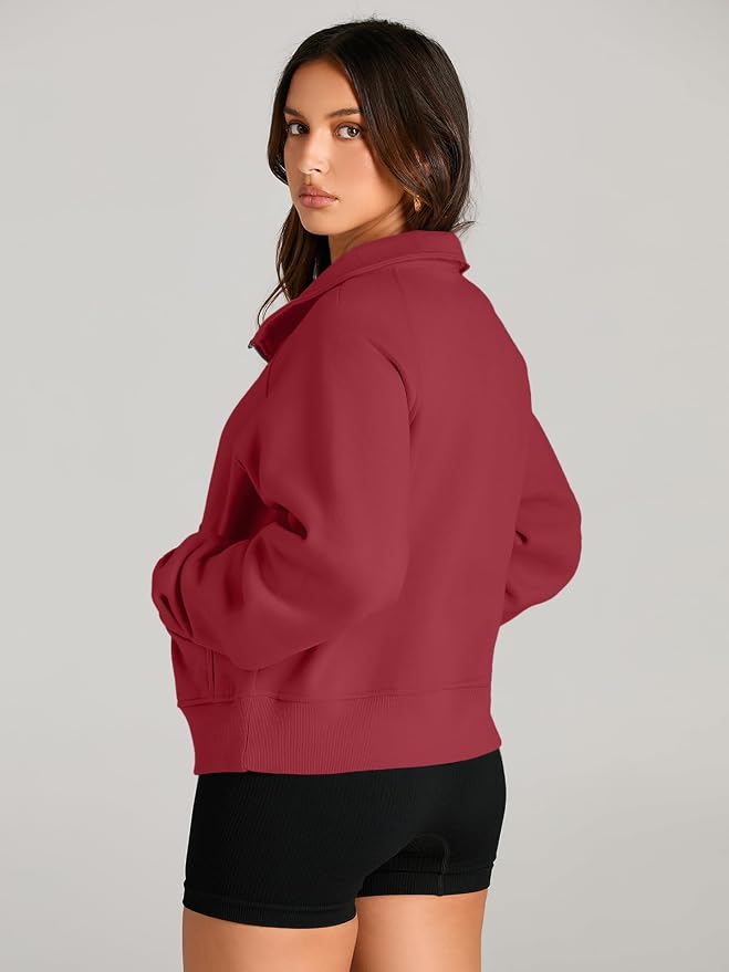 AUTOMET Womens Sweatshirts Half Zip Fleece Pullover Fall Outfits | Fall Fashion Clothes 2026,Cropped Sweatshirts,Cute Y2k Tops,Quarter Zipper Sweater,Winter Loungwear Outfits