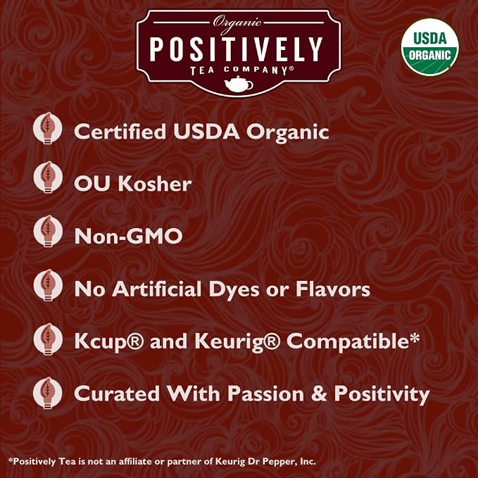Organic Positively Tea Company, Chocolate Chai Rooibos Tea, K-Cup Compatible, 24 Pods