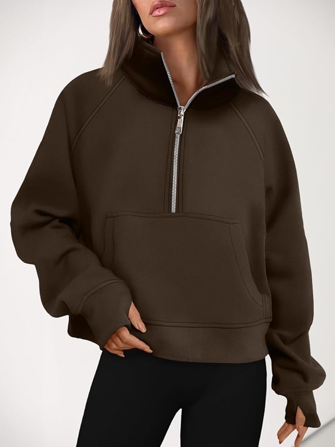 AUTOMET Womens Sweatshirts Half Zip Fleece Pullover Fall Outfits | Fall Fashion Clothes 2026,Cropped Sweatshirts,Cute Y2k Tops,Quarter Zipper Sweater,Winter Loungwear Outfits