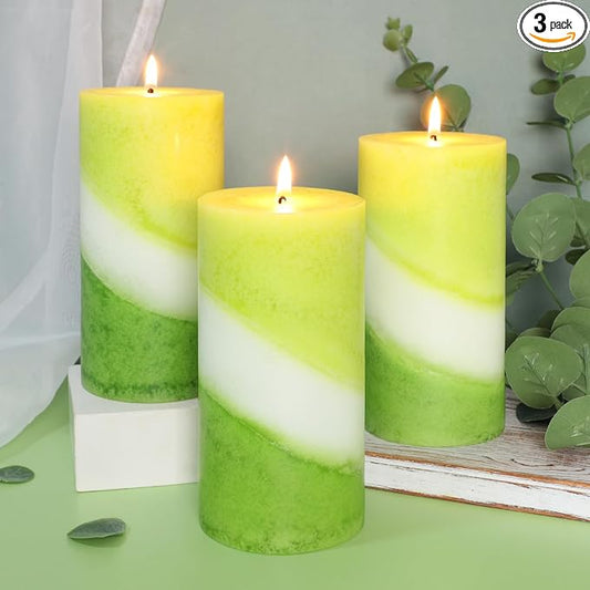 Crystal Club Eucalyptus Mint Scented Pillar Candles, 3x6 Inch Green Pillar Candle, 70+ Hours Long Burning Time, 100% Cotton Wick Smokeless & Dripless Wax, Aromatherapy Candle for Relaxation Home Decor