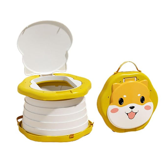 Portable Foldable Travel Potty Seat for Toddler, Training Toilet Seat Emergency Toilet for Car, Children Toilet with Splash Guard for Toddler Travel, Camping, Indoor and Outdoor Use Yellow