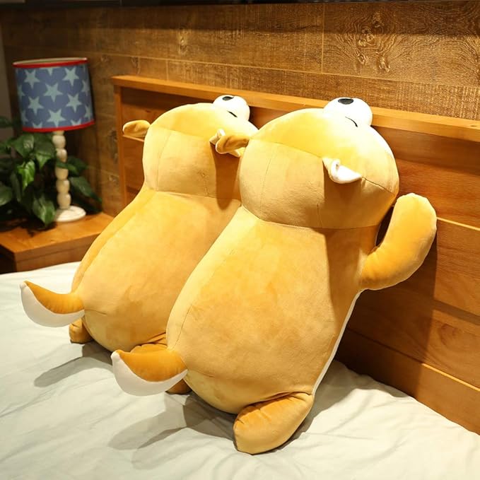 Shiba Inu Plush Pillow,Soft Corgi Stuffed Animals Toy Cute Sleeping Puppy Doll Gifts for Kids (Smiling Eyes, 13.7 inch)