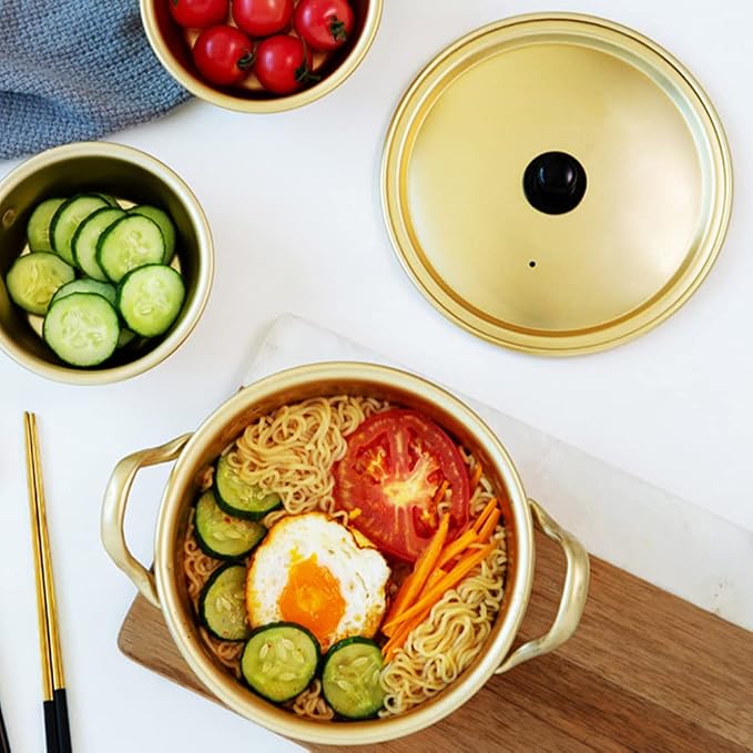 Noodle Pot, Korean Ramen Noodle Pot Korean Yellow Aluminum Stockpot Instant Noodles Pot Aluminium Pot (#1)