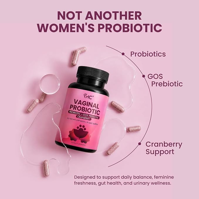Vaginal Probiotics for Women - pH Balance, Healthy Vaginal Odor & Vaginal Flora Support, Yeast Balance & Feminine Health, Women Probiotics and Prebiotics with Lactobacillus, Immune Support - 60CT