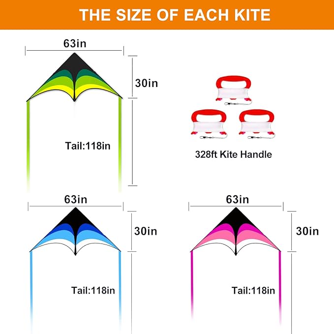 Kites for Kids and Adults, Easy to Fly for Beach, Single Line Kite Set for Beginners