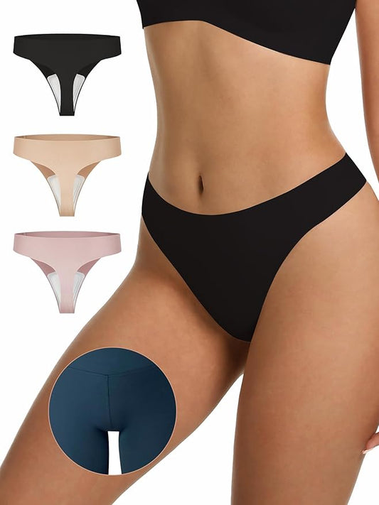 LUCKMEEY Cotton Thongs for Women Seamless Thongs for Women No Show Thong Panty Liners Workout G-String Thongs Underwear