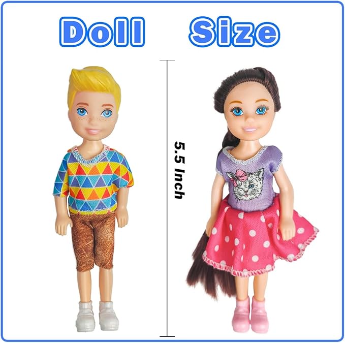 Interactive Family Toy Fun Action Figures Set, Imaginative Family Doll Play