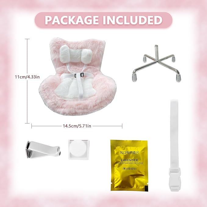 Doll Car Seat for 17cm Dolls with Air Vent Clip and Desktop Stand, Cute and Functional Car Ornament for Blind Box Doll Fans, Collectors (Tropical Sunset Blend)