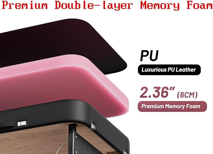 Professional Massage Table Portable 2 Fold Premium Elastic Foam Wooden Leg Hold Up to 1100LBS 10 Heights Adjustable with Carrying Bag All Black