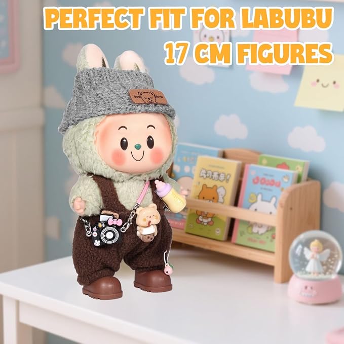 AICase for 17cm Doll Clothes/Outfit,Clothing Set for 17cm Doll,3 Piece Set Hat Clothing,Boys and Girls Stylish Adorable Clothes Accessories_Brown-14