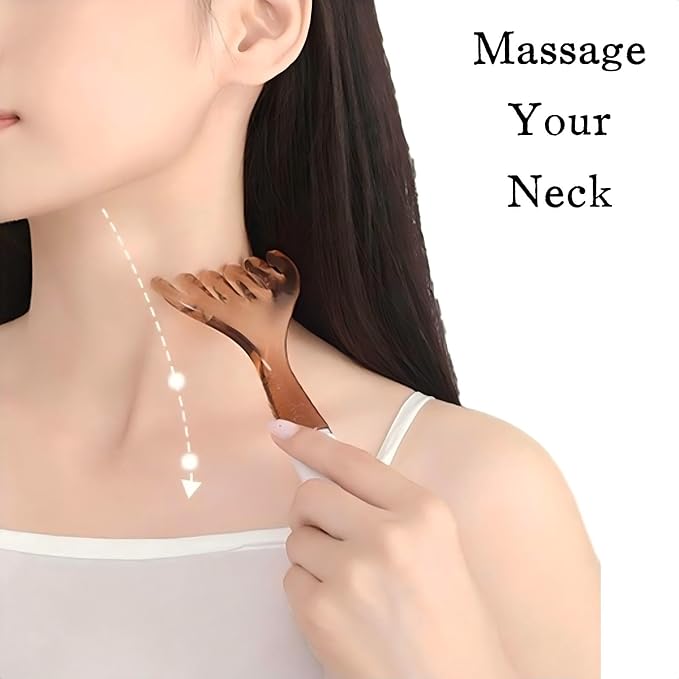 Dual Head Massage Comb with Gua Sha Tool, 6-Claw Design, Magnetic Beads, Resin Handle for Scalp, Face, Body Tension Relief