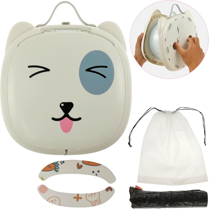 Travel Potty for Kids, Toddler ABS Plastic Portable Potty with Stable, Anti-Slip Bottom Sturdy Curve Design, Foldable Potty with Garbage Bags for Car Indoor Outdoor Travel