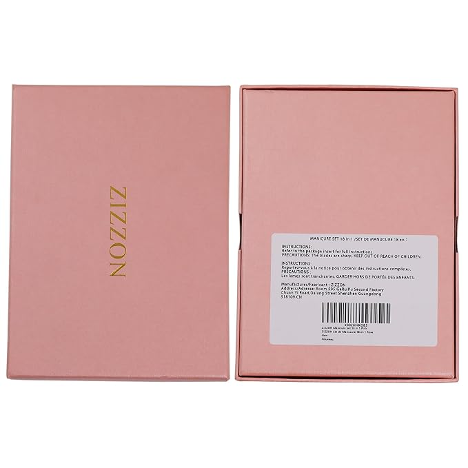 ZIZZON Manicure Set 18 in 1 Professional Pedicure Set Nail scissors Grooming Kit with Leather Travel Case Pink