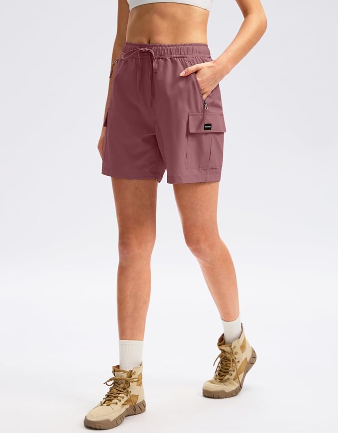 SANTINY Women's 5''/ 7''/9'' Hiking Cargo Shorts Quick Dry Lightweight Summer Shorts for Women Athletic Golf Zipper Pockets