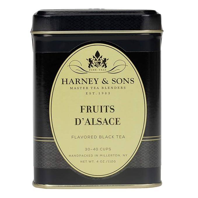 Harney & Sons Fruits d'Alsace, 4oz Tin of Loose Black Tea with Apricot & Cherry, and Fruit Flavors