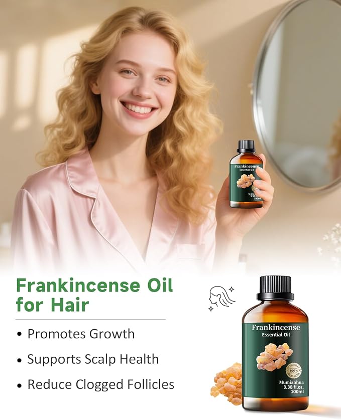 Frankincense Essential Oil, for Meditation, Diffuser & DIY, 3.38 Fl Oz | Mumianhua Frankincense Oil, Resinous, Balsamic Aroma. For Skin , DIY Serum, Candle & Soap Making, Diffusion