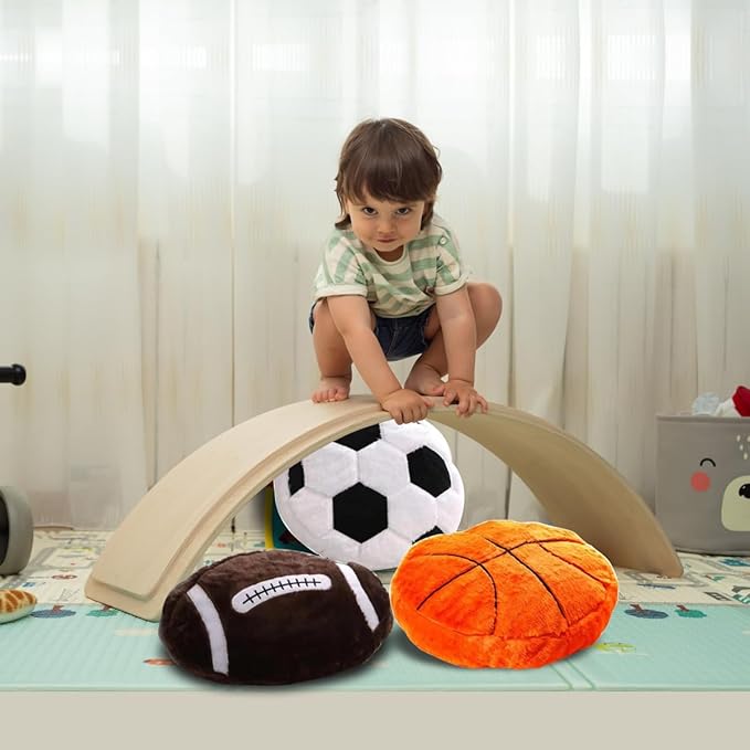 JPORSHU 2PCS Fluffy Soccer Balls Plush Pillow, Soft Soccer Theme Cushion, Sphere Pillow Toys Gift for Kids Boy Girls Children Room Decoration