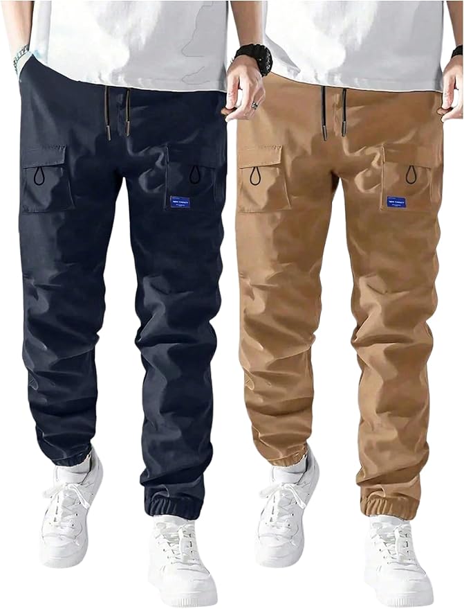 GORGLITTER Boy's Cargo Pants Casual 2 Piece Elastic Waist Hiking Going Out Khaki Pants Joggers with Pockets Clothes