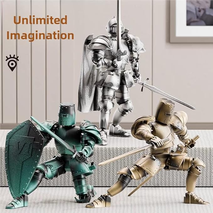 Medieval Action Figures,Knight Armor Action Figure,Multi-Jointed Movable Robot Mannequin T13,Dummy 13 Action Figure(Assembly Required) (D-Cyan)