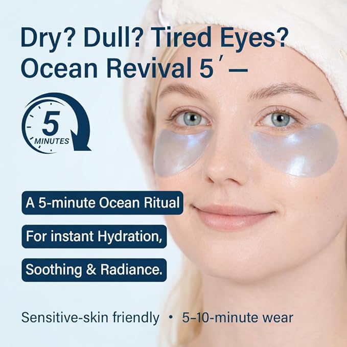 Tintark Ocean Oracle Hydrating Hydrogel Eye Patches 28 Pairs, 15-Min Soothing Eye Masks with Marine Algae & Seaweed Blend, Rejuvenating Eye Pads for Tired Eyes, Spa Relaxation Gifts for Women & Men