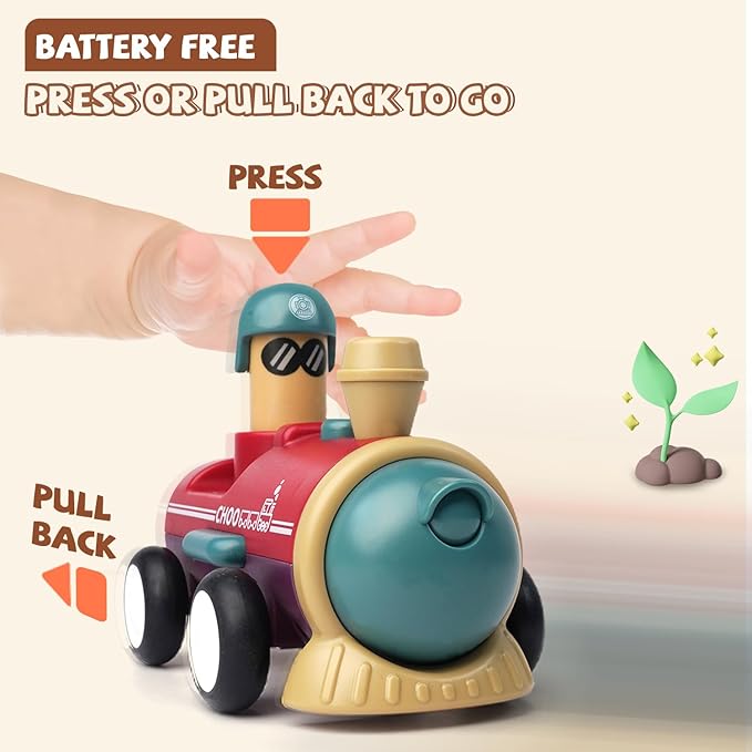 LiKee Toy Cars for Toddlers 1 2 3 4 Years Old Boy Girl, 4 Pcs Pull Back Cars for 18+ Months Baby Infant Gift, Kids Trucks Push and Go Back Friction Powered Vehicles (Transport)
