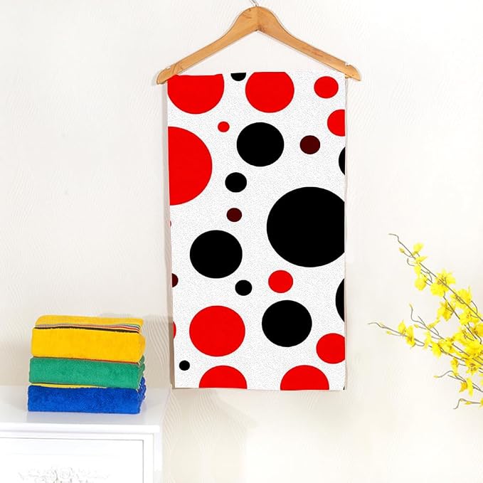 Orange Black Polka Dot Hand Towel Face Towels Suit Travel Sports Pool Swimming Bath Camping Spa Gym Yoga,15x30 Inch