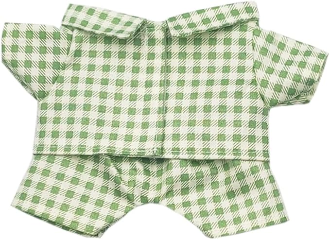 niannyyhouse 10cm 15cm 20cm Plush Doll Clothes Shirt Pants Multi-Color Plaid Pajama Set Doll Dressup (Green-2, 15cm)