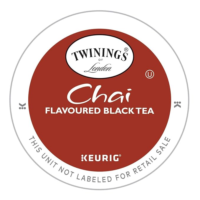Twinings of London Chai Tea K Cup Pods for Keurig, Caffeinated Sweet and Savory Spice Black Tea Blend, Cinnamon, Cardamom, Cloves, and Ginger, 12 K Cup Tea Pods
