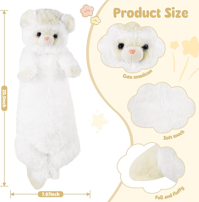 20.5 Inch Ferret Plush Stuffed Animal Long Cute Ferrets Pillow Soft Doll Stuffed Cute Toys Animal Lover Gift Kid Birthday Holiday Party Favor(White Ferret)