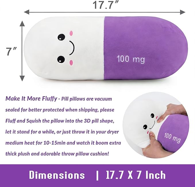 Cervical Neck Roll Pill Pillow, Cylinder Bolster Chill Pillows with Washable Cover, Round Neck Pillows Support for Bed Sleeping, Designed for Head, Neck, Lumbar, Legs Back and Yoga (Purple, M)