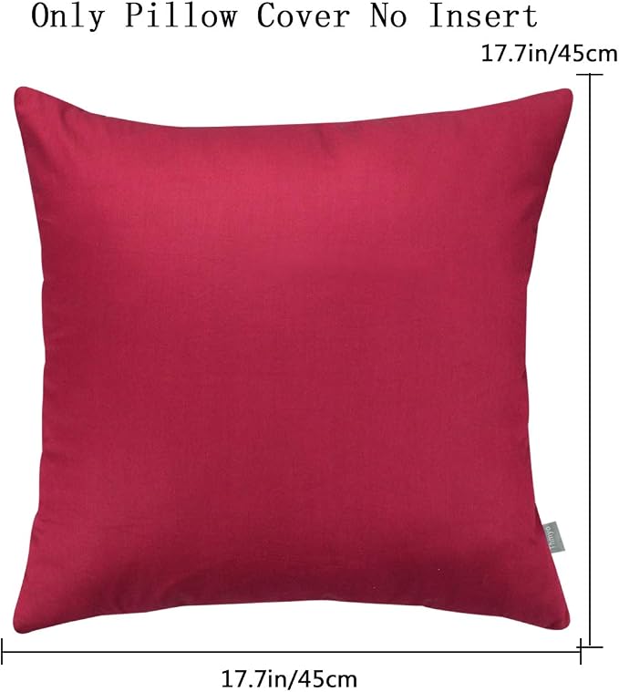Thmyo 4-Pack 100% Cotton Comfortable Solid Decorative Throw Pillow Case Square Cushion Cover Pillowcase Sublimation Blank Pillow Covers DIY Throw Pillowcase for Sofa(18x18inch/45x45cm,Dark Red)