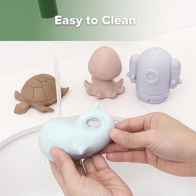 haakaa Ocean Squirter Baby Bath Toy- Mold Free Food Grade Silicone Bathtub Squirt Toys for Toddler 1-3, BPA-Free Squeeze Floating Bath Tub Toys for Babies & Infant 6-12 Months