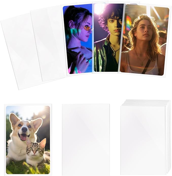 400 Pcs Kpop Photocard Sleeves 58×89mm Clear Photo Card Sleeves PVC Free & Acid Free Photocards Holder for Kpop Albums Photo Cards