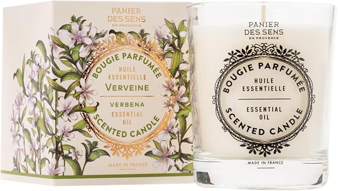 Panier des Sens Lemon Verbena Long-Lasting Scented Candle, 6.3 oz | Hand-Poured In Provence | Up To 55 Hours Burn Time | 100% Natural Cotton Wick | Long-Lasting French Home Fragrance