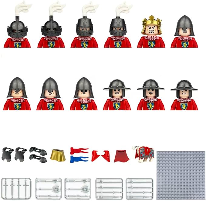 12PCS1 .8IN Medieval Knights Battle Soldiers with Weapons Action Figures Building Blocks Miniature Figurines Toys Cake Toppers(8142)