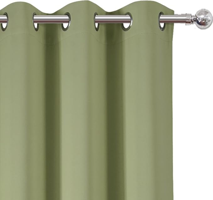 LEMOMO Sage Green Blackout Curtains/38 x 54 Inch/Set of Two Panels Grommet Living Room Curtains