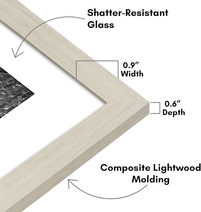Americanflat 9x12 Picture Frame with Shatter-Resistant Glass - Use as 6x8 Frame with Mat or Display 9x12 Photo Without Mat - Signature Collection - Picture Frames for Tabletop and Wall - Light Wood | Shatter-resistant glass, wall or tabletop display wi...