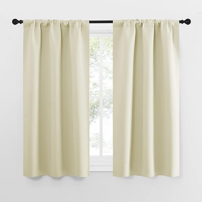NICETOWN Kitchen Curtains, Short Blackout Curtains & Drapes, Home Decoration Privacy Thermal Insulated Curtains for Unicorn Theam Room (Beige, 34" Wide, 54" Long, 2 PCs)