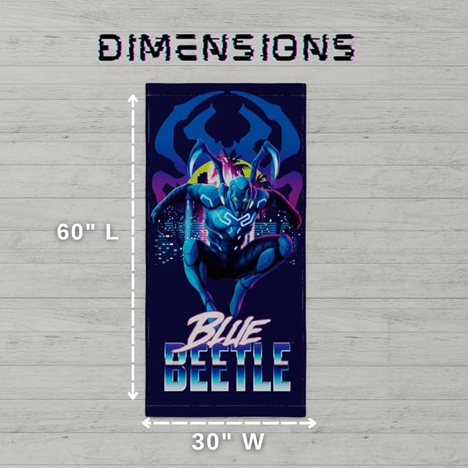 Blue Beetle Kids Super Soft Cotton Bath/Pool/Beach Towel, 58 in x 28 in, (Official Licensed Product) by Franco