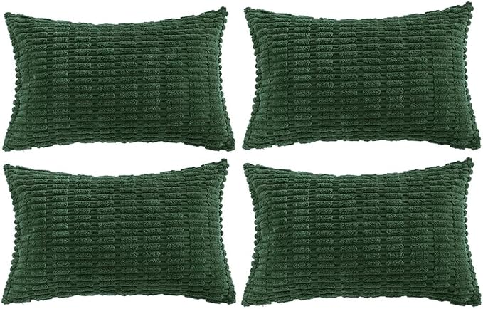 Fancy Homi 4 Packs Decorative Throw Pillow Covers for Living Room Couch Bed, Modern Farmhouse Boho Home Décor Accent Cushion Case, 24" x 16", Dark Green