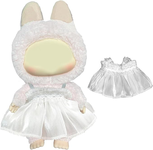 Dress for Popmart Dolls (15cm & 17cm Monster Keychain-Macaron/Have a seat/Energy). Clothes Accessories for labubu Dress. White Wedding Skirt for labubu Clothes.