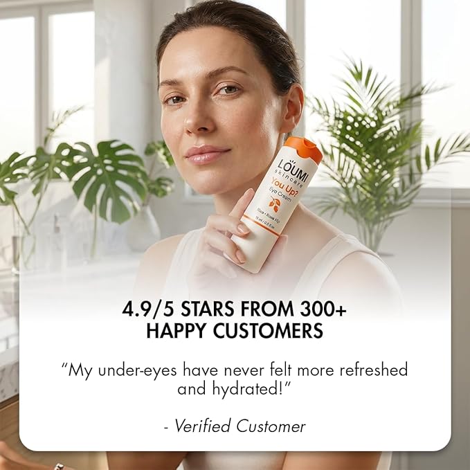 LOUMI Skincare You Up? Rose Hip Eye Cream | Brightening, Hydrating Under-Eye Cream | Reduces Dark Circles, Puffiness & Wrinkles | Rice, Soy & Rosehip Collagen Boost | Natural, Vegan, Cruelty-Free 1oz