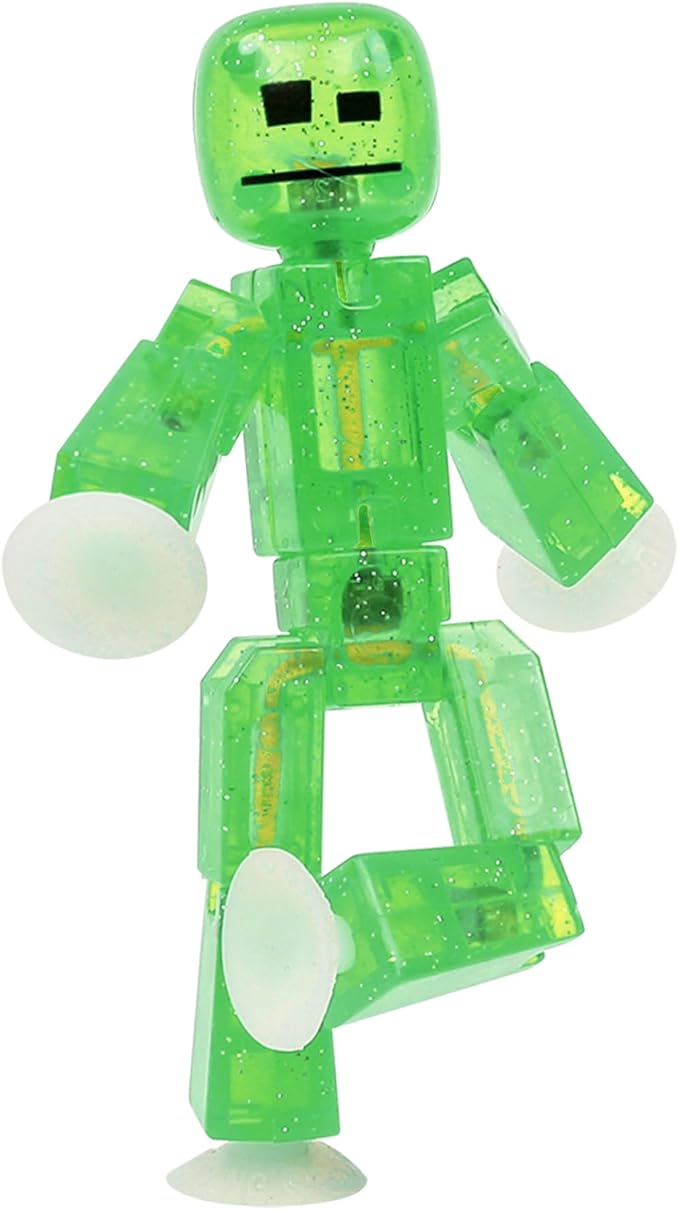 Zing StikBot Single Pack - Includes 1 StikBot - Collectible Action Figures and Accessories, Stop Motion Animation, Ages 4 and Up (Clear Light Green Sparkle)