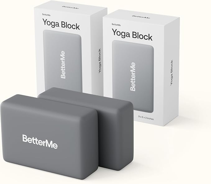BetterMe Yoga Blocks Set of 2 – High Density Foam Yoga Blocks for Stretching, Pilates & Workouts – Lightweight Non-Slip Exercise Blocks for Flexibility & Balance