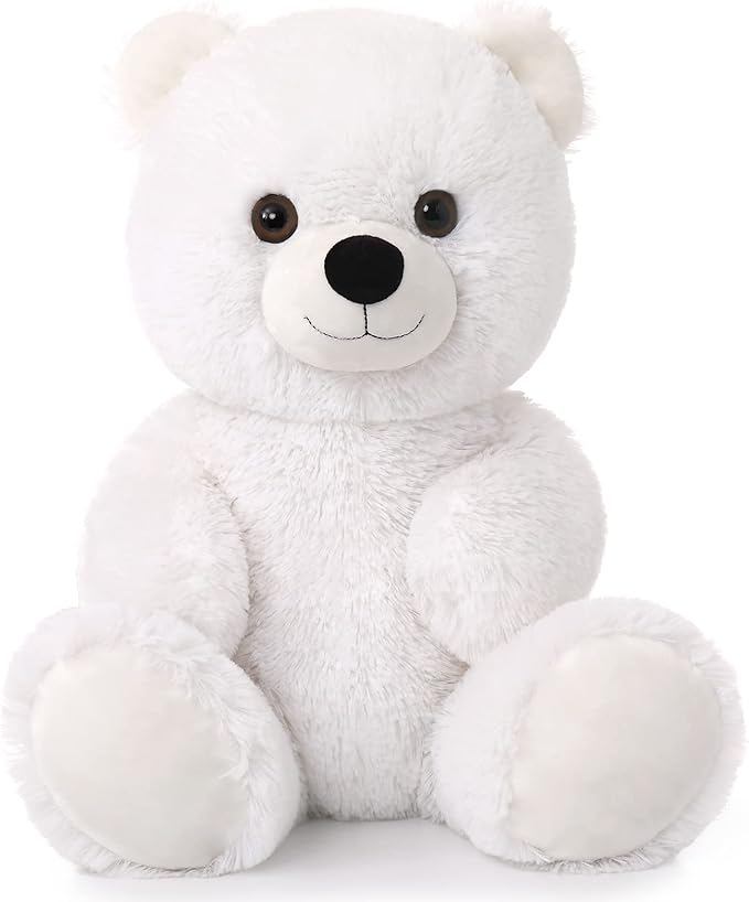 Tezituor White Teddy Bear Stuffed Animal, Cute 18 inch Stuffed Teddy Bear Plush Toy, Small Teddy Bear Plush Gifts for Boys Girls