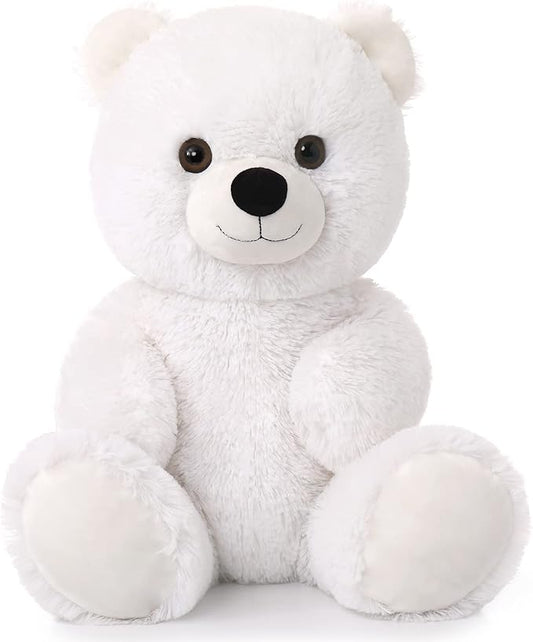 Tezituor White Teddy Bear Stuffed Animal, Cute 18 inch Stuffed Teddy Bear Plush Toy, Small Teddy Bear Plush Gifts for Boys Girls
