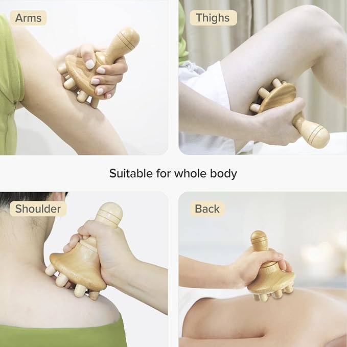 Wood Therapy Massage Tool Wooden Lymphatic Drainage Massager One-Handed Body Sculpting Tools,Physical Therapy Tools, Muscle Scraping Tool,Gua Sha Wood Therapy Tool-5.5 * 4.3 inches