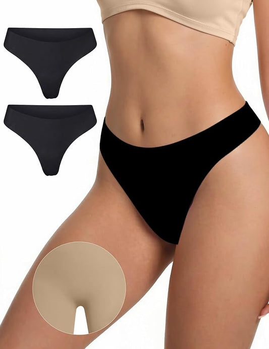 Seamless Thongs for Women No Show G-String Thong Breathable Cotton Panty Liners Underwear for Yoga Workout Gym