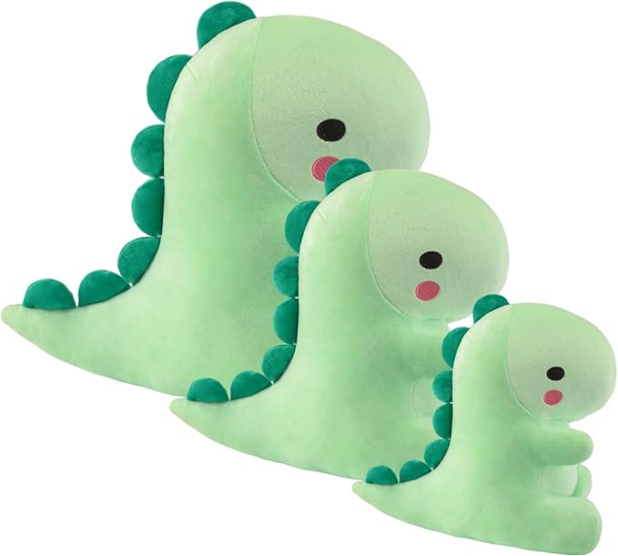 Plush Dinosaur Stuffed Animal, Cute Toys Anime Dinosaur Soft Throw Pillow Gift for Children Boys Girls Green 14 inch